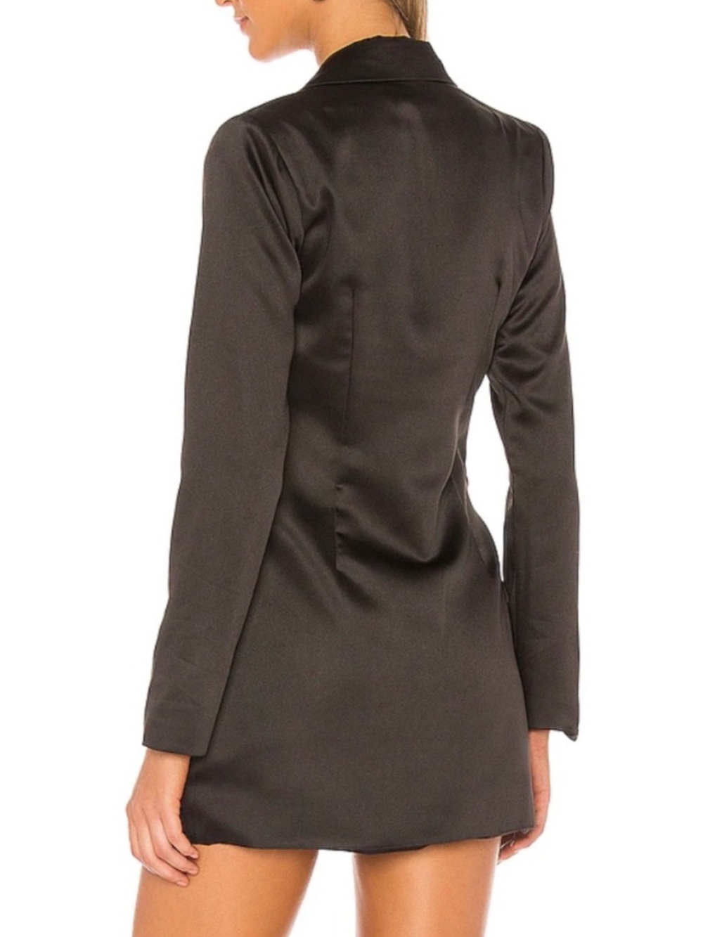 Superdown Miley Blazer Dress Satin Tuxedo Mini Black S - Picture 2 of 12